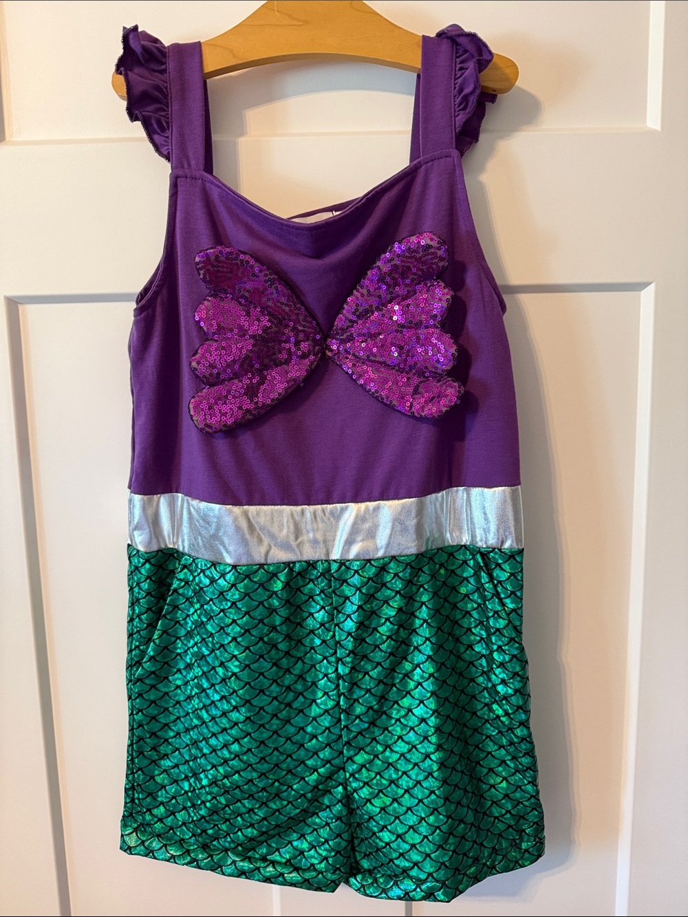 Lilytots Girls Purple & Green Sparkle Ariel Mermaid Costume Romper